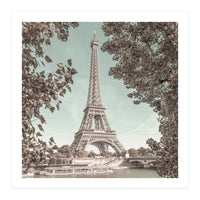 PARIS Eiffel Tower & River Seine | urban vintage style (Print Only)