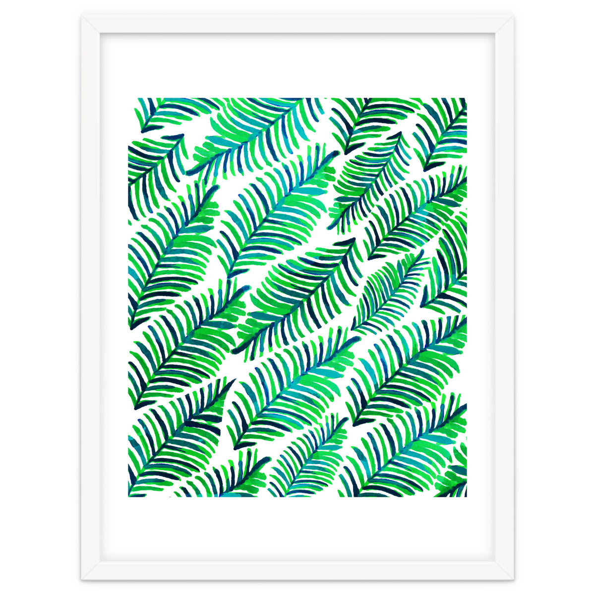 Palm Solace | Tropical Botanical Plants Nature Hand-Painted Watercolor Painting Bohemian Lush Green