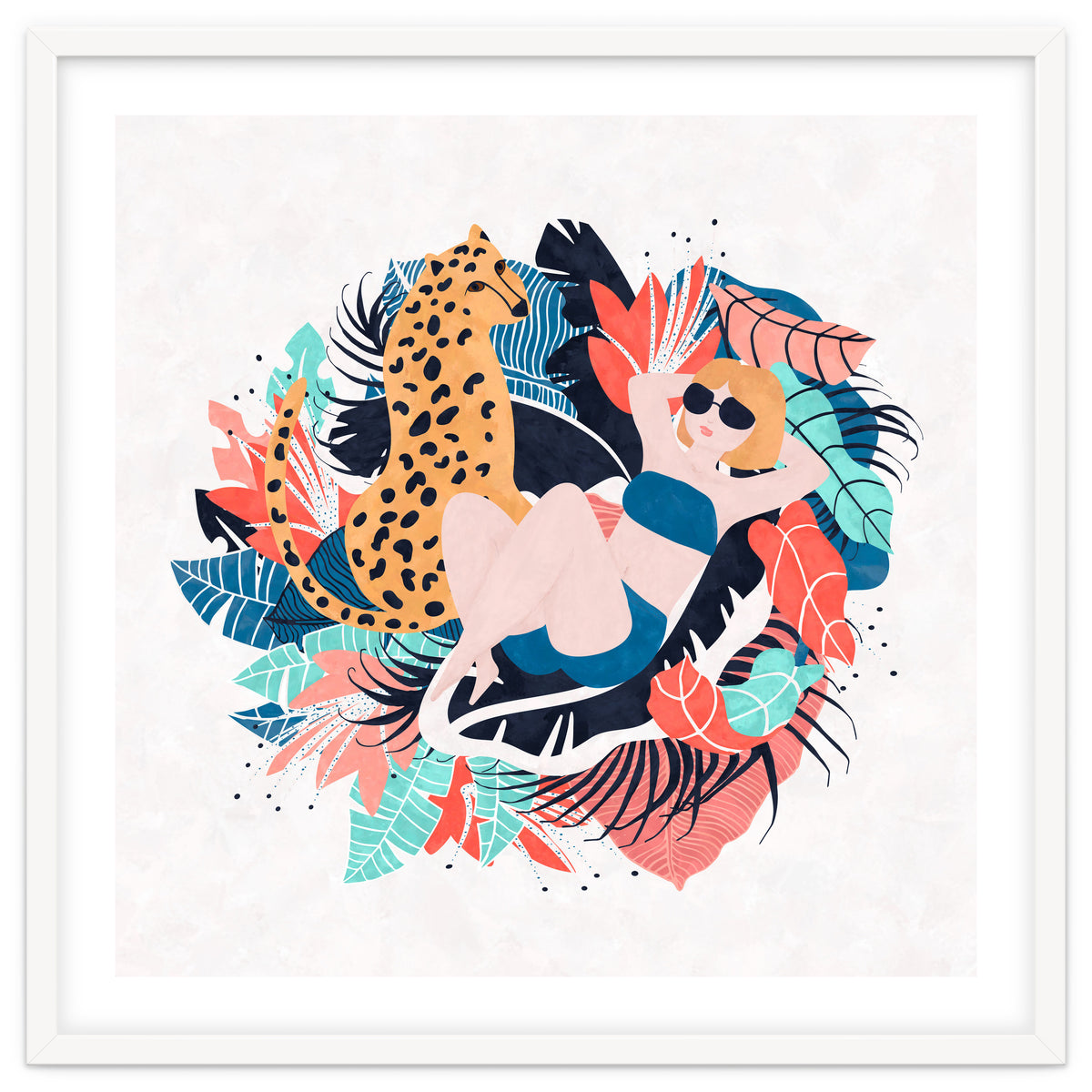 Yellow Hair Tropical Girl With Cheetah