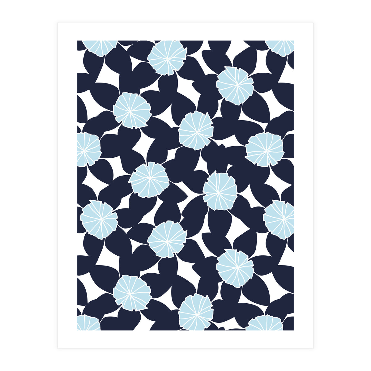 Pastel Blue Abstract Flower Pattern (Print Only)