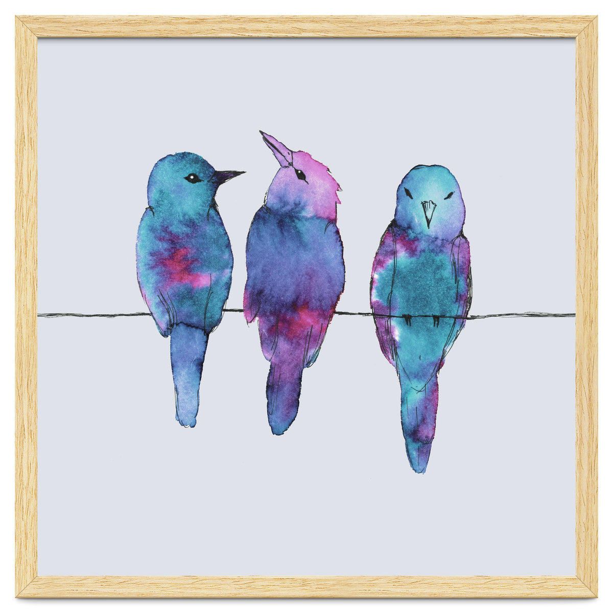 Three birds on a wire