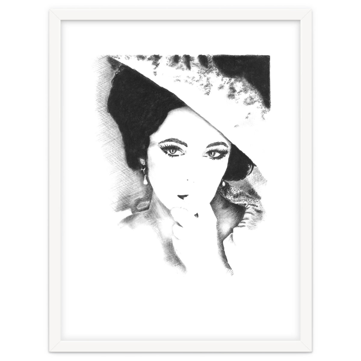 'Liz' - Elizabeth Taylor Charcoal Portrait