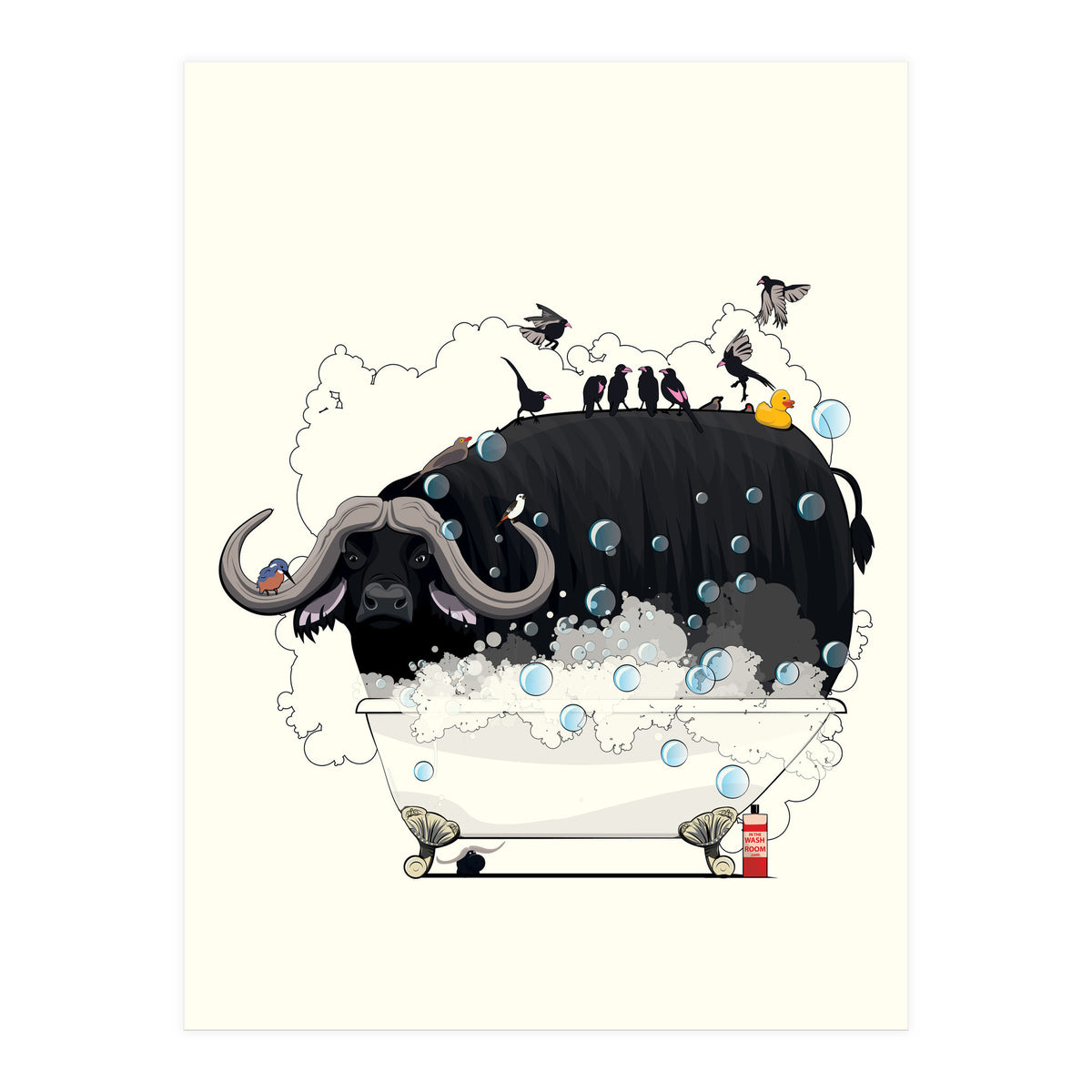 Buffalo in the Bath, Funny Bathroom Humour (Print Only)