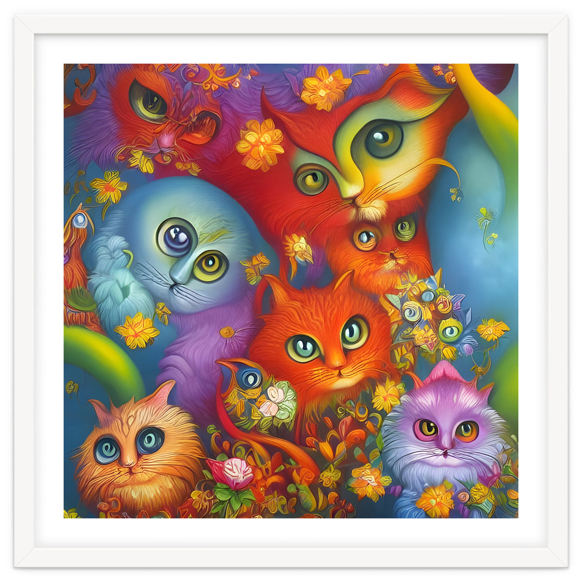Colorful Crazy Kitty Cat Kitten Collage