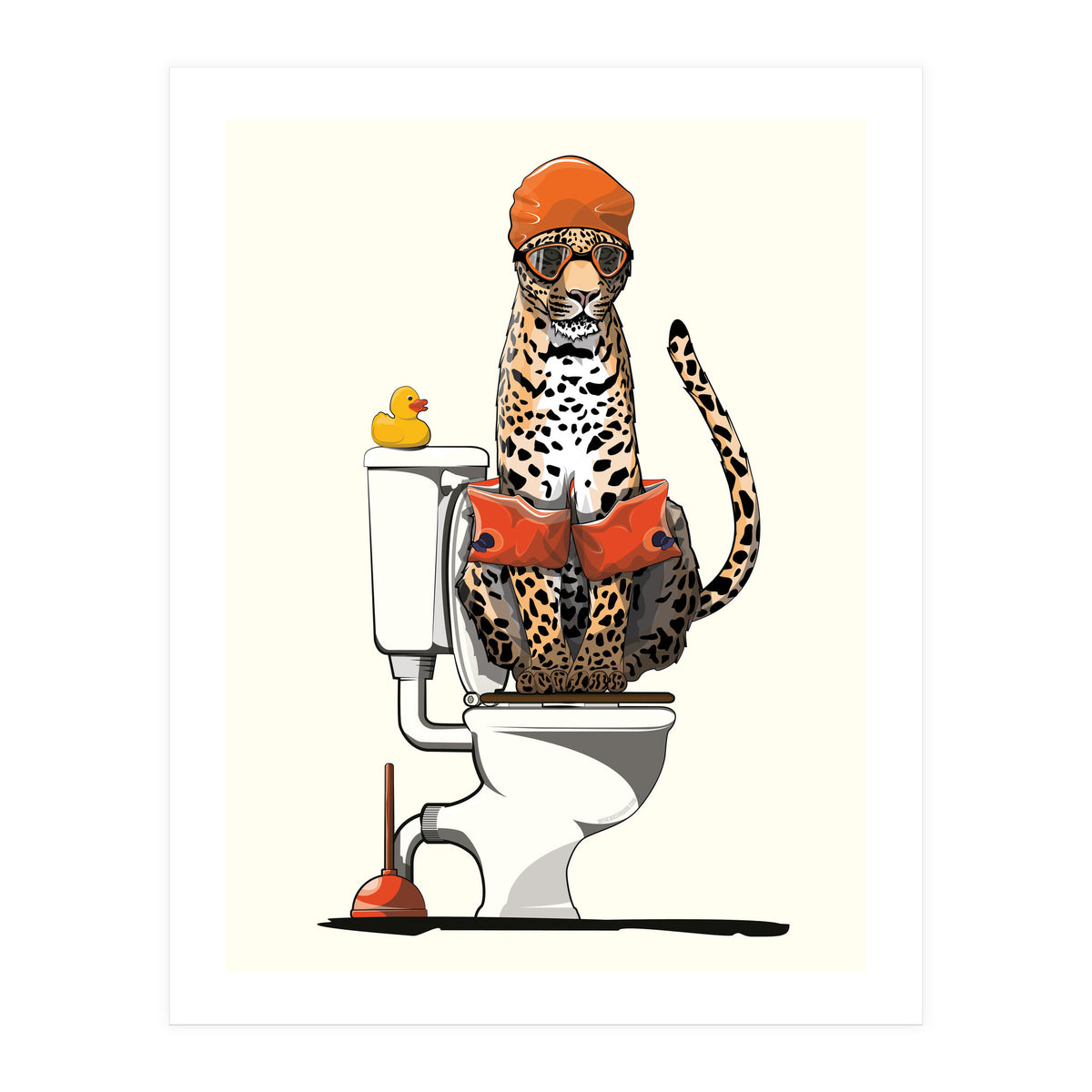 Leopard on the Toilet, Funny Bathroom Humour (Print Only)