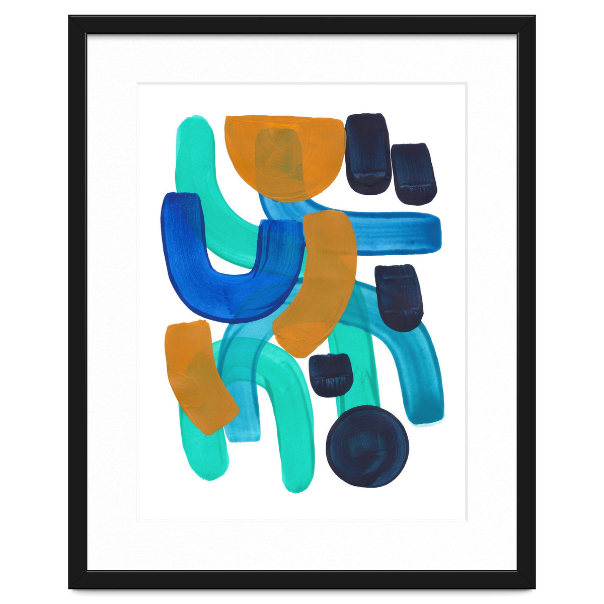 Fun Colorful Blue Turquoise Shape Yellow Accent