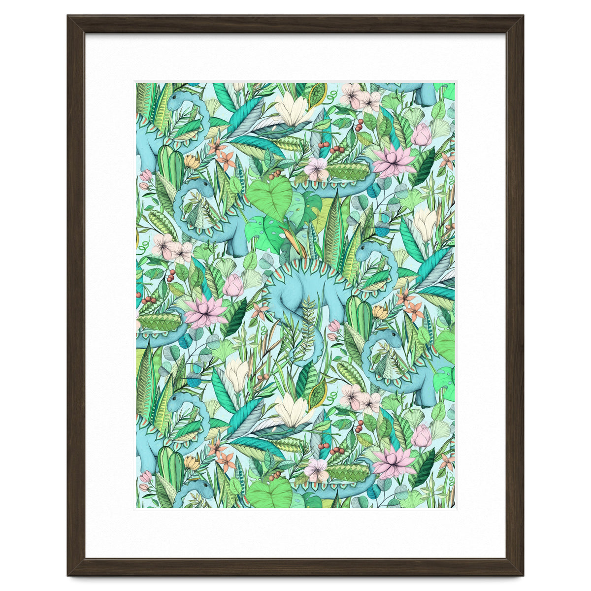 Improbable Botanical with Dinosaurs - soft pastels