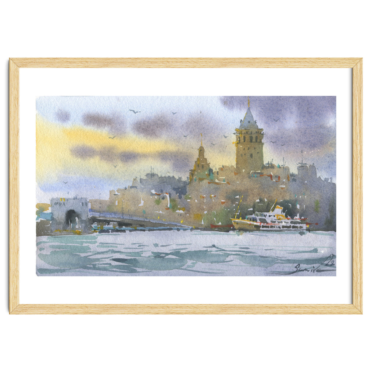 Galata Tower. Istanbul. Watercolor