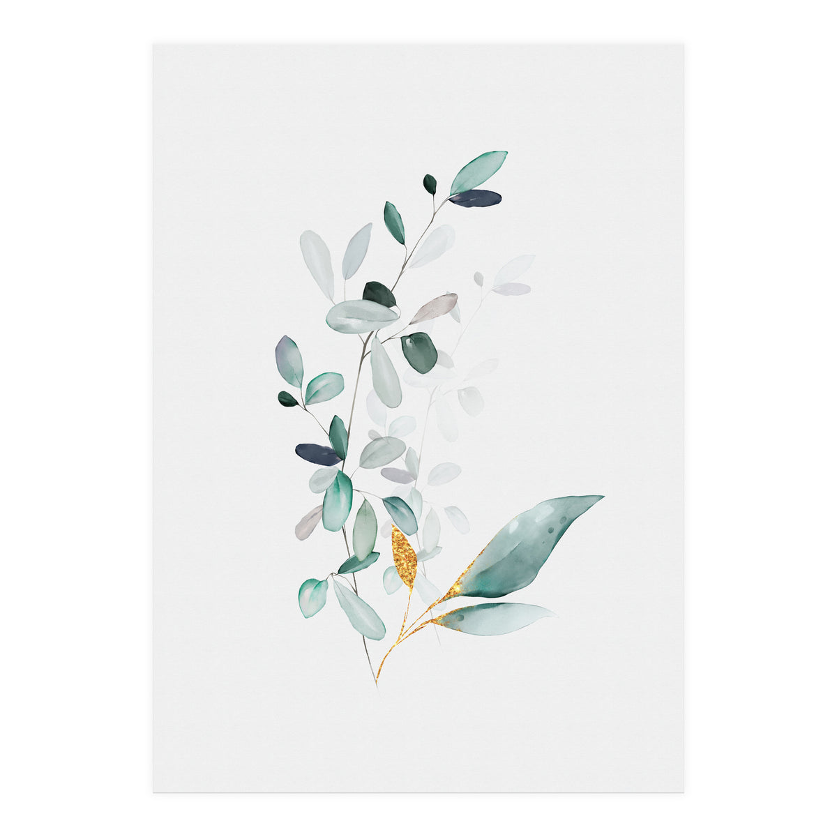Modern Botanical Gold & Sage Study 01 (Print Only)