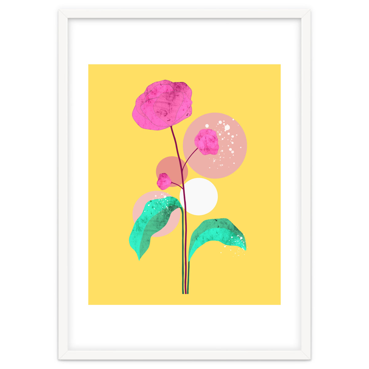 The Rare Bloom, Abstract Nature Floral Graphic, Eclectic Bohemian Modern, Pop of Color Illustration