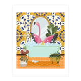 Flamingo Bathing in Moroccan Style Bathroom (Print Only) thumbnail