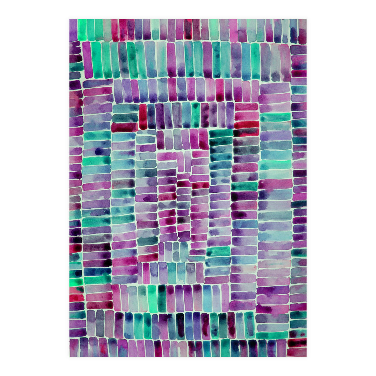 Abstract rectangle pattern in magenta and teal (Print Only)