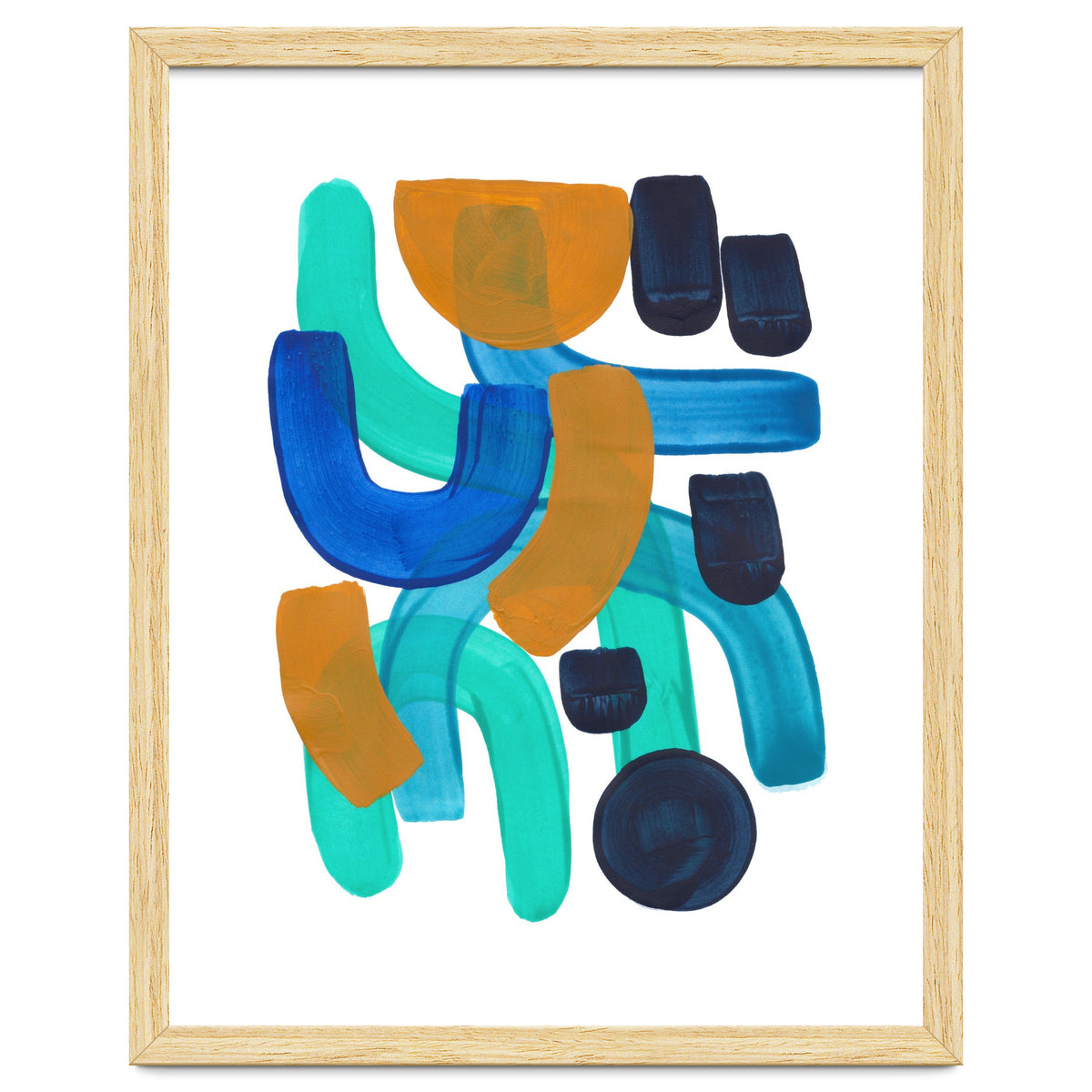 Fun Colorful Blue Turquoise Shape Yellow Accent