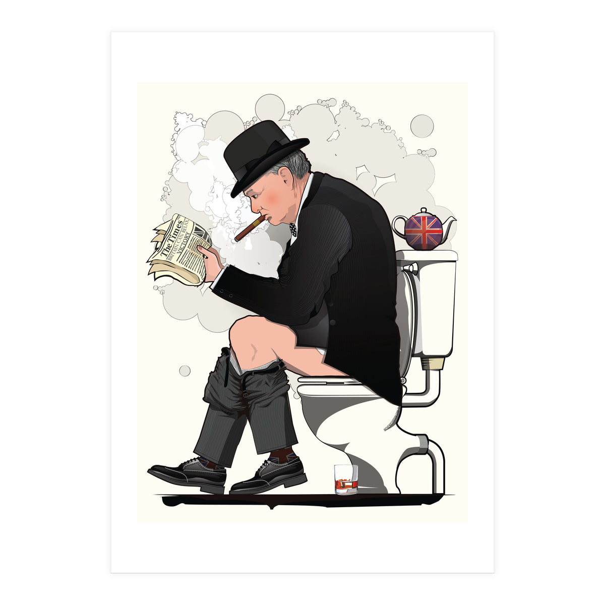 Churchill on the Toilet, Funny Bathroom Humour (Print Only)