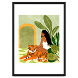 Just You & Me | Tiger Urban Jungle Friendship | Wild Cat Bohemian Black Woman with Pet thumbnail