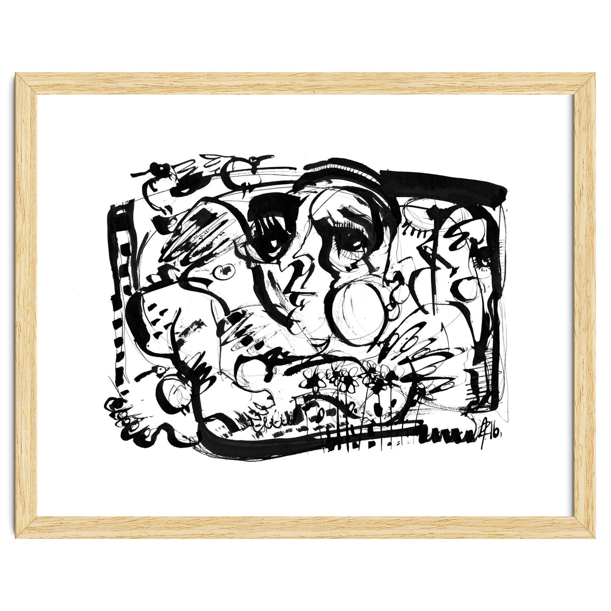 Birds and Flowers - b&w