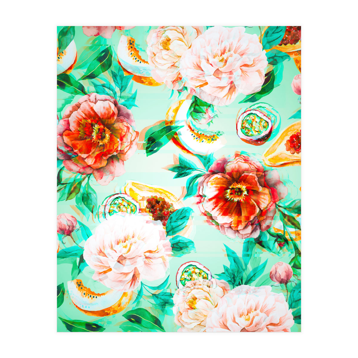 Tropical flowery fruit glitch  (Print Only)