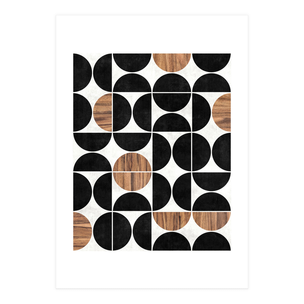 Mid-Century Modern Pattern No.1 - Concrete and Wood (Print Only)