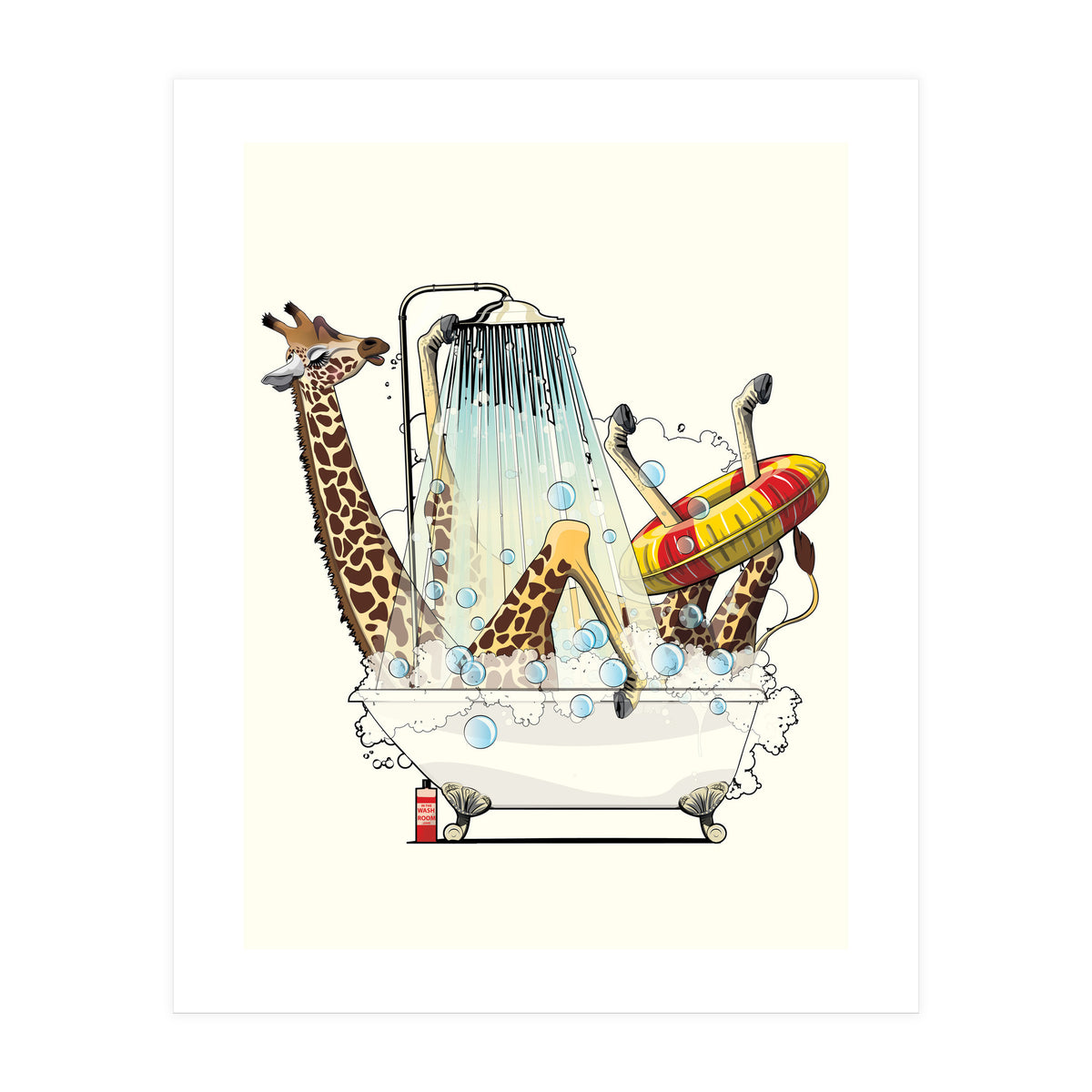 Giraffe in the Bath, Funny Bathroom Humour (Print Only)