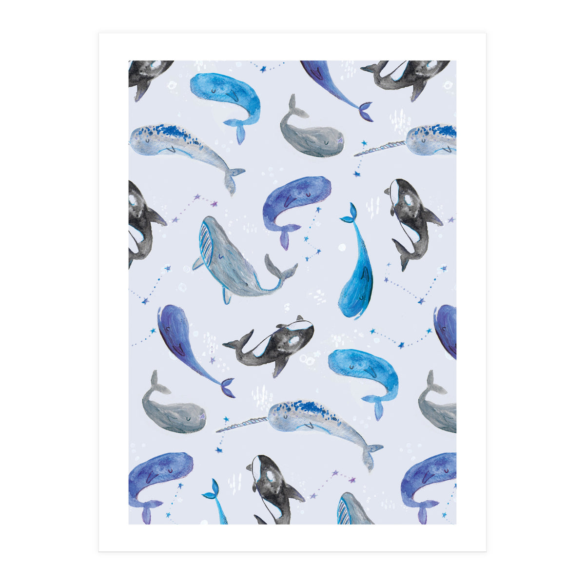 Whales Repeat Pattern (Print Only)