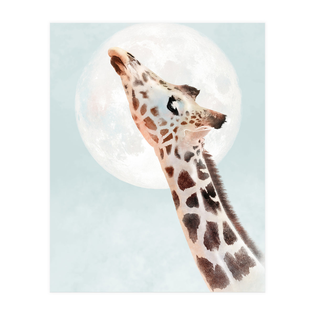 Giraffe And Moon (Print Only)