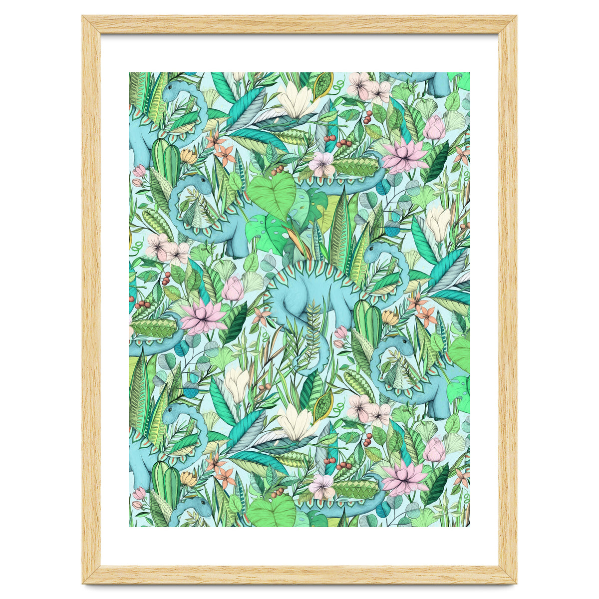 Improbable Botanical with Dinosaurs - soft pastels