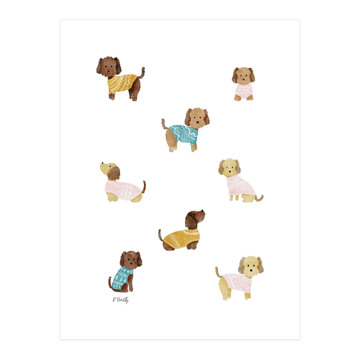 Cockapoo Dogs in Jumpers (Print Only)