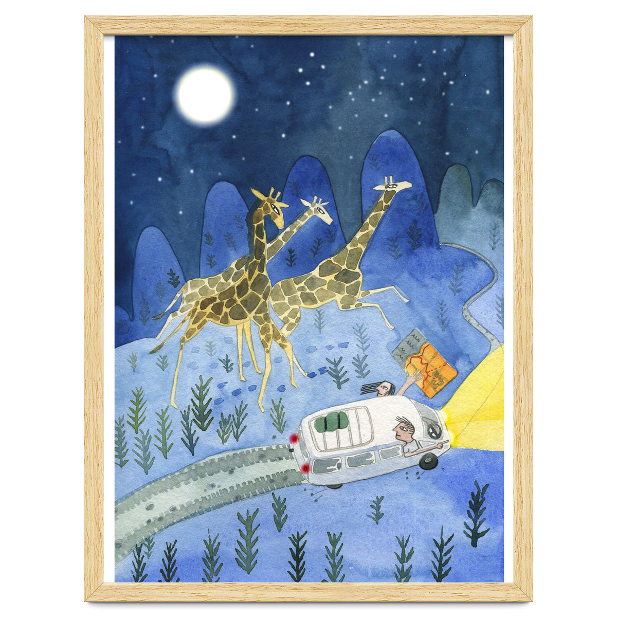 Giraffes In Moonlight