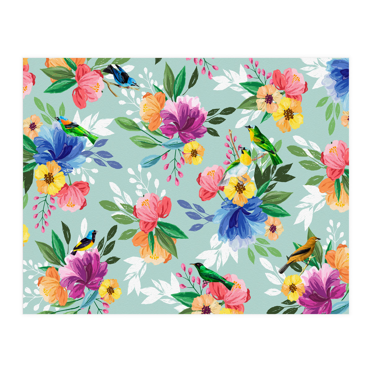 Flowers Birds (Print Only)