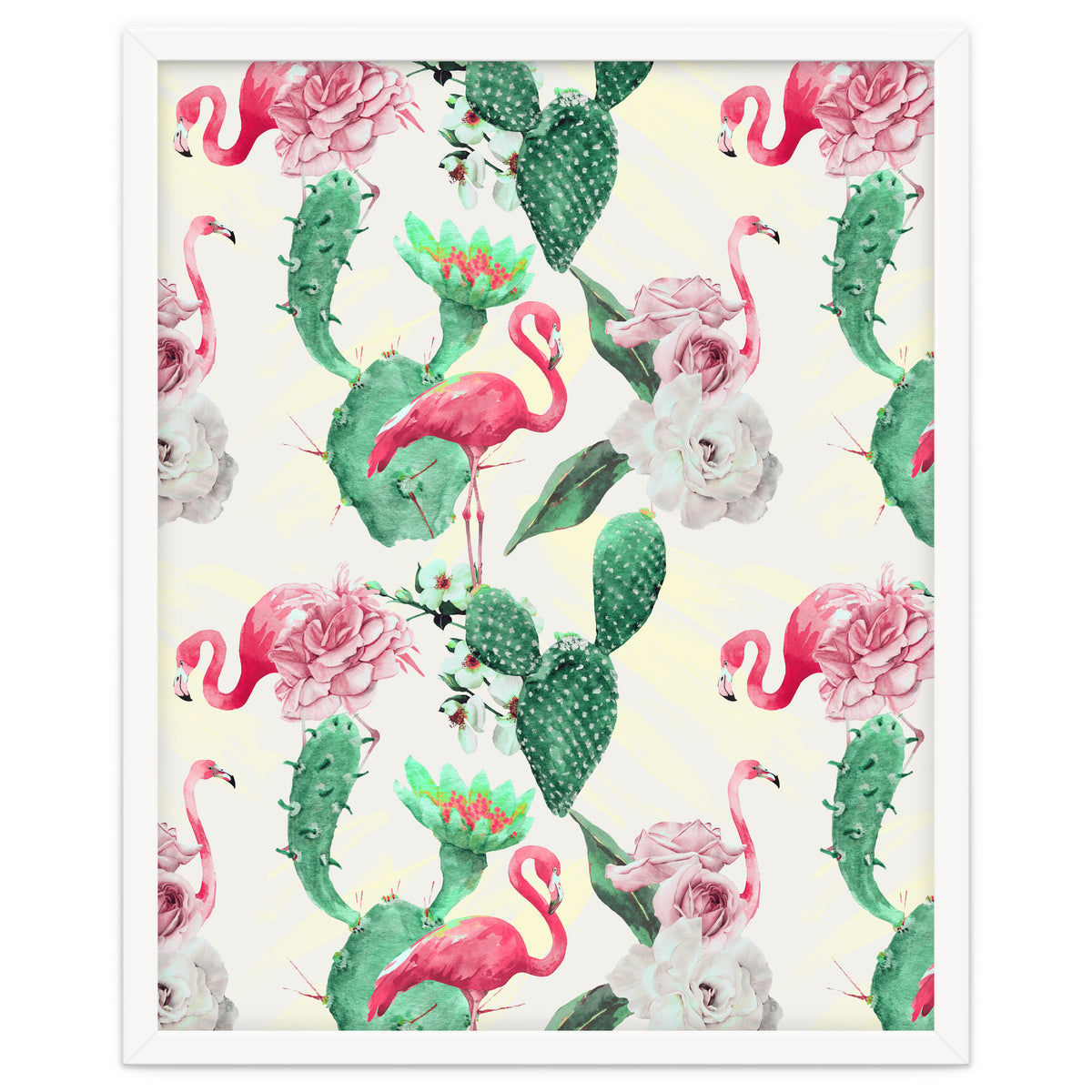 Flamingos, geometric and flowers