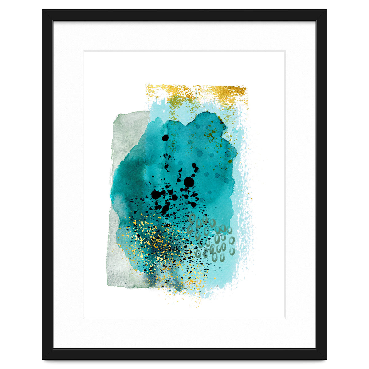 Abstract watercolour turquoise and gold