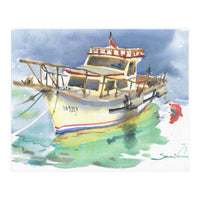 Yacht painting watercolor (Print Only)
