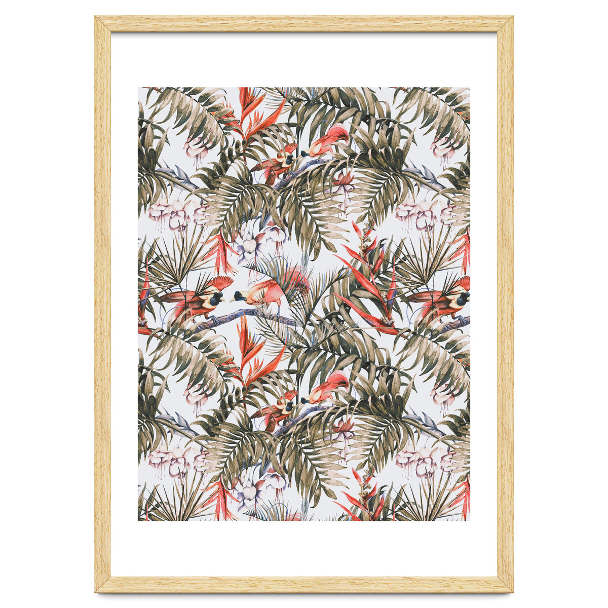 Exotic birds in the jungle paradise