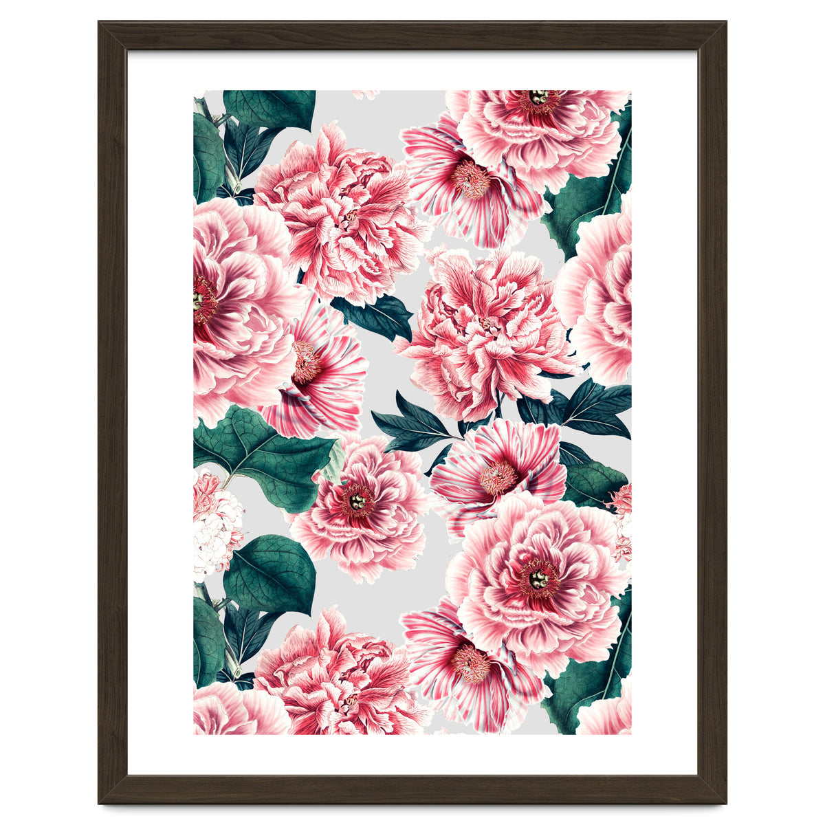 Pattern pink vintage peonies