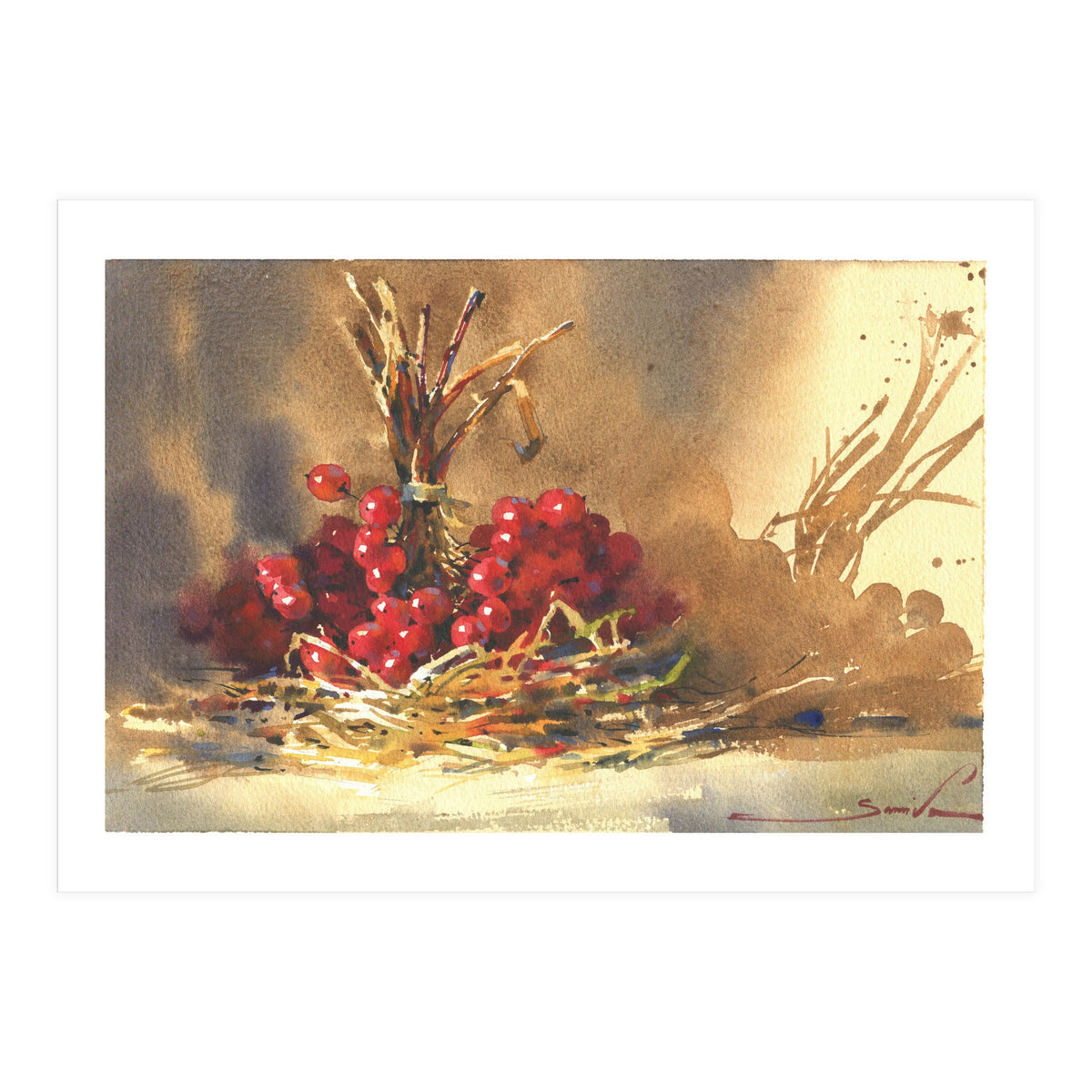 Viburnum watercolor nature (Print Only)