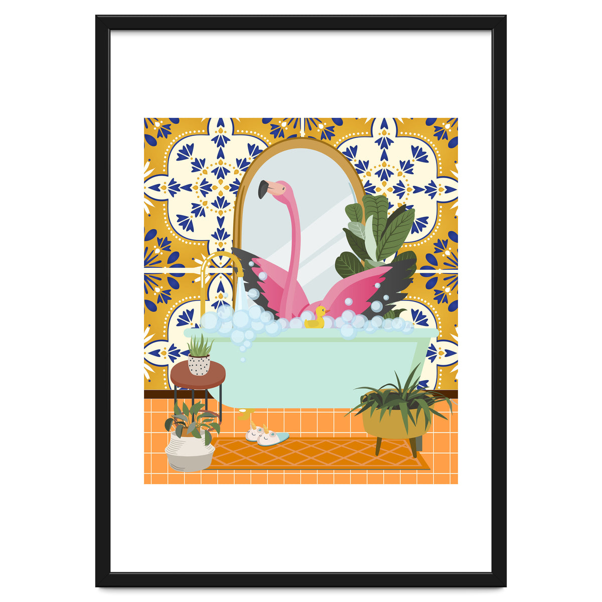 Flamingo Bathing in Moroccan Style Bathroom