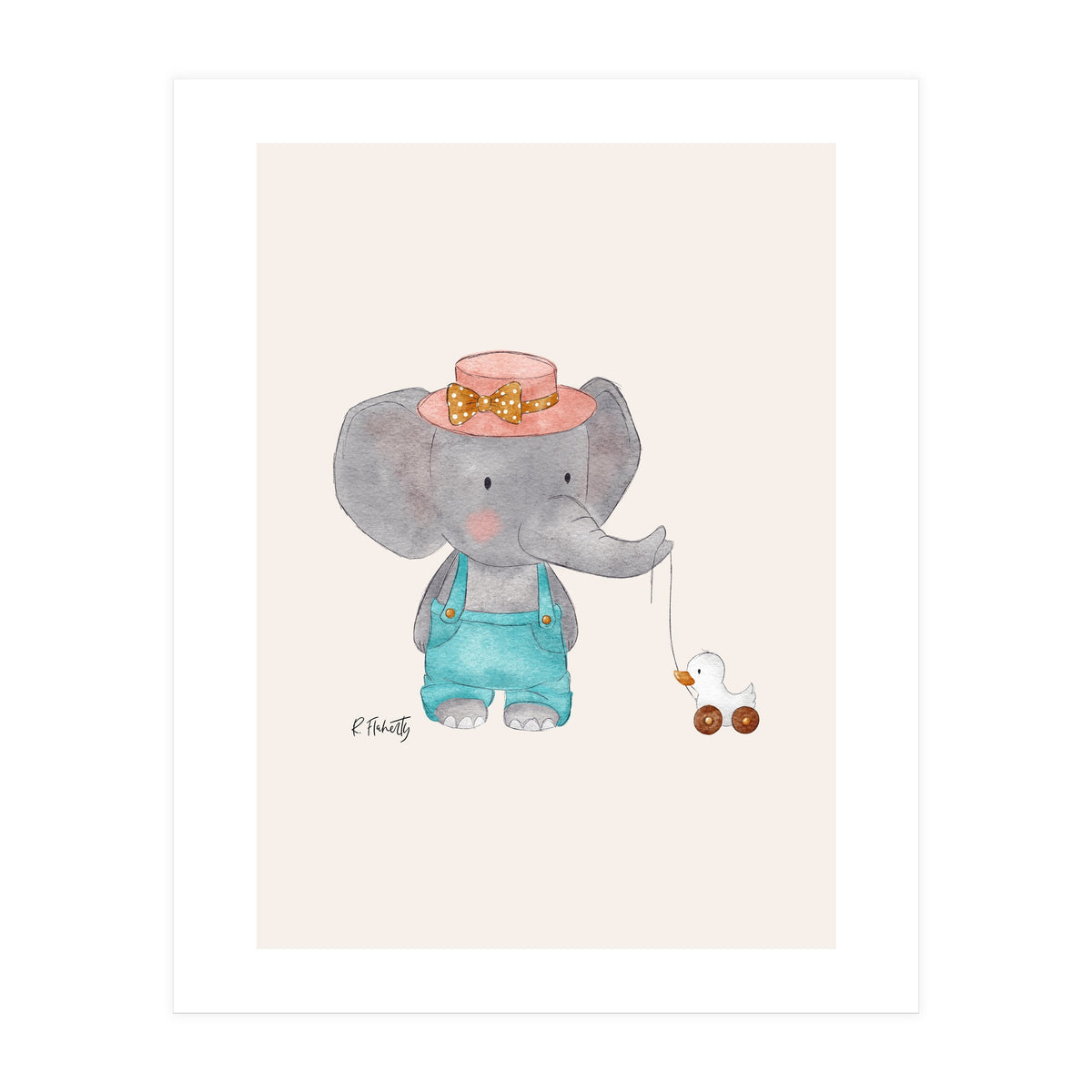 Baby Elephant And Duck (Print Only)