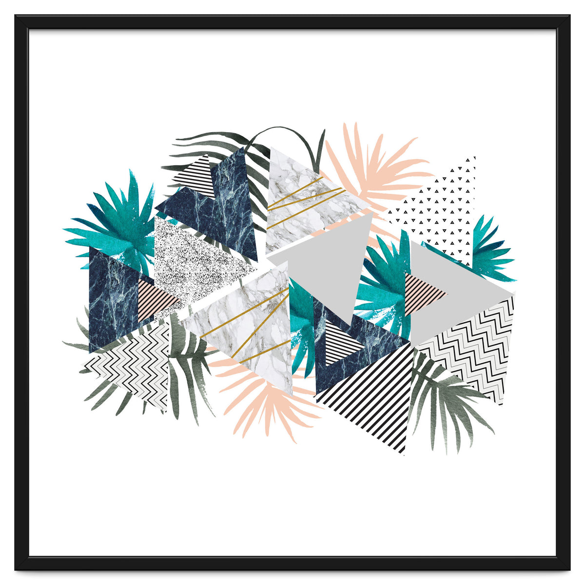 Abstract of geometric patterns with plants and marble I