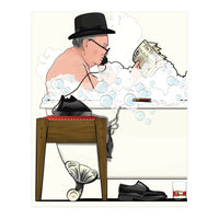 Winston Churchill in Bathtub, Funny Bathroom Humour (Print Only)