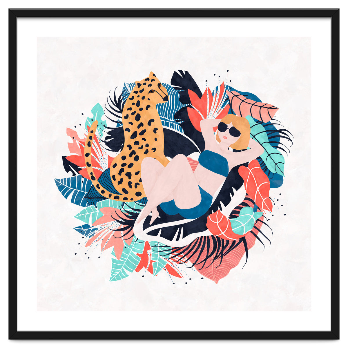 Yellow Hair Tropical Girl With Cheetah