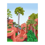 Tropical Architecture, Mexico Exotic Places Building Illustration Bohemian Painting Palm  (Print Only) thumbnail