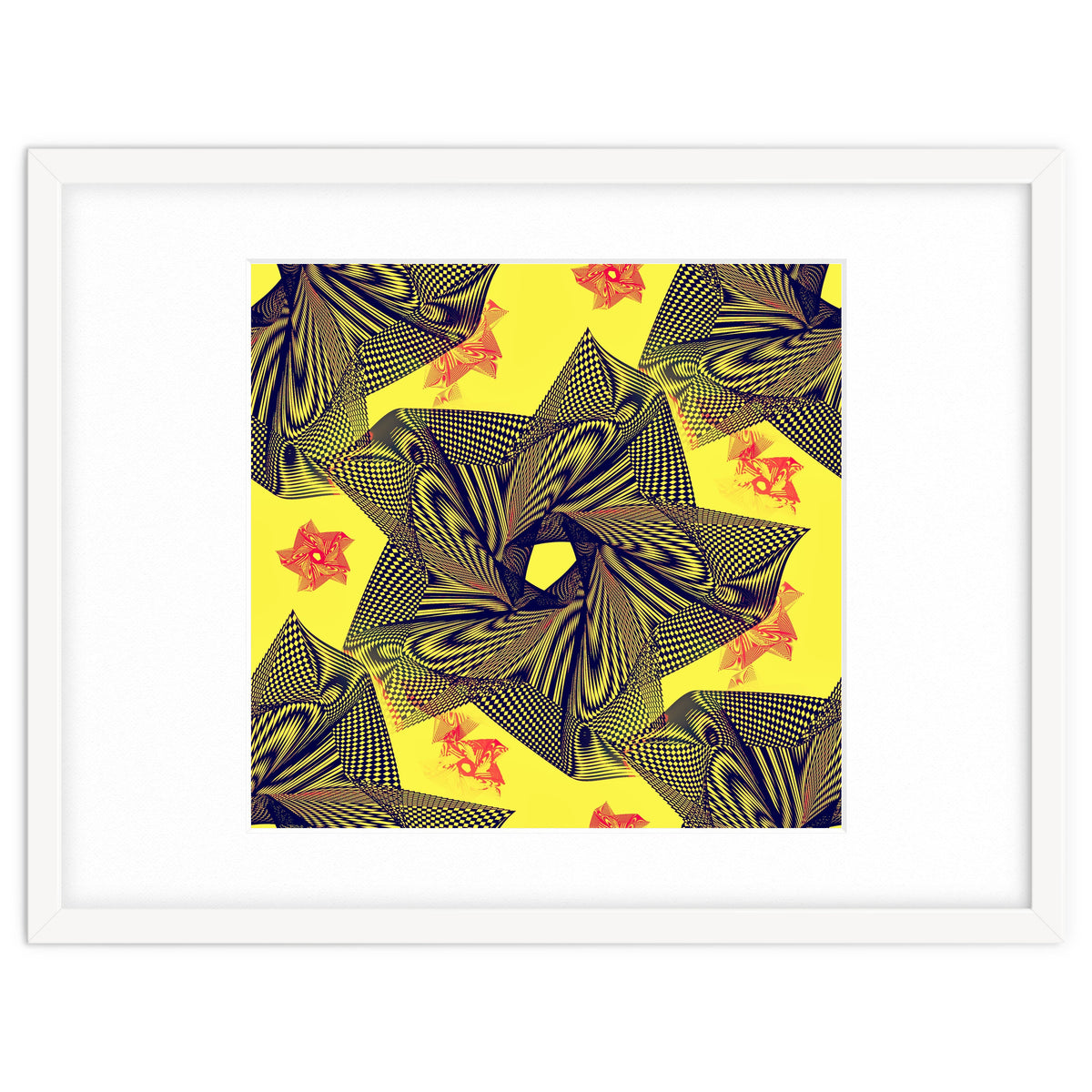 Black flowers on yellow background.