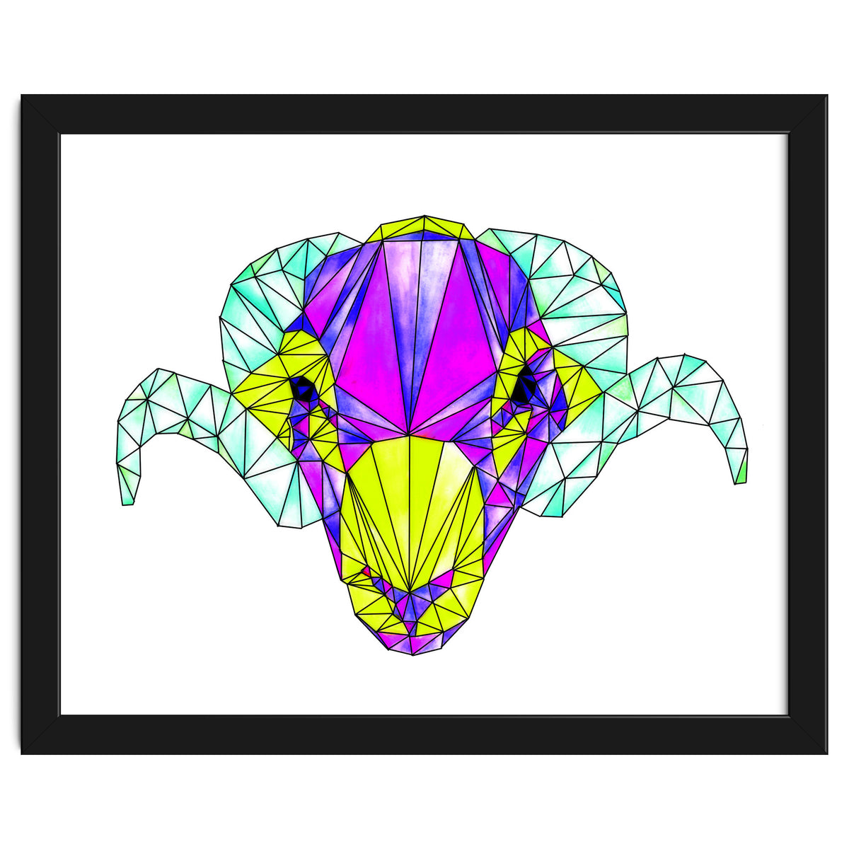 Colourful Geometric Swaledale Sheep Tup with Black Lines