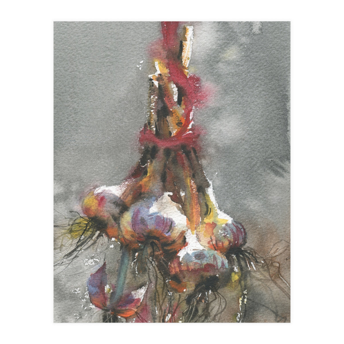 Garlic still life watercolor painting (Print Only)