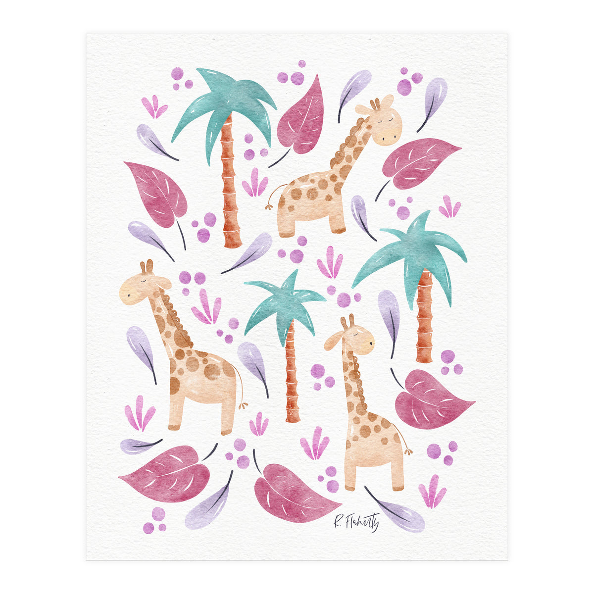 Jungle Giraffes | Pink (Print Only)