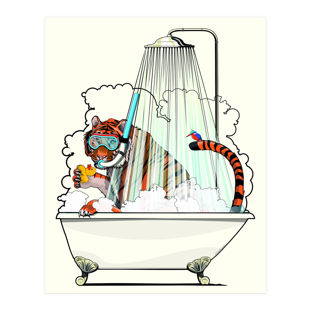 Tiger in the Bath, funny Bathroom Humour (Print Only)