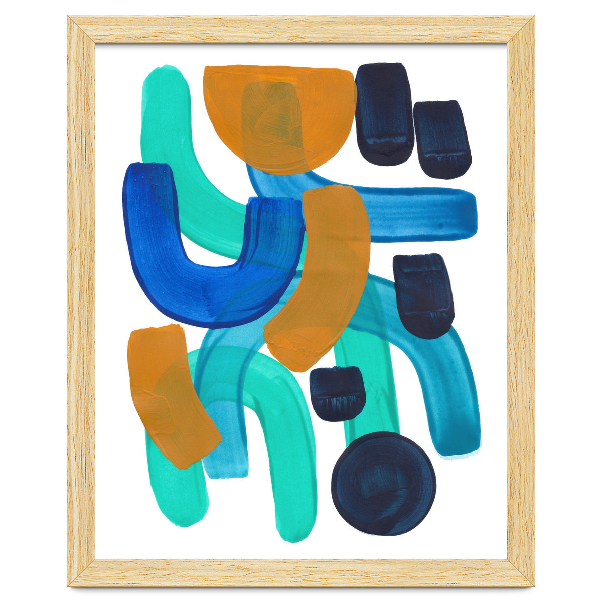 Fun Colorful Blue Turquoise Shape Yellow Accent