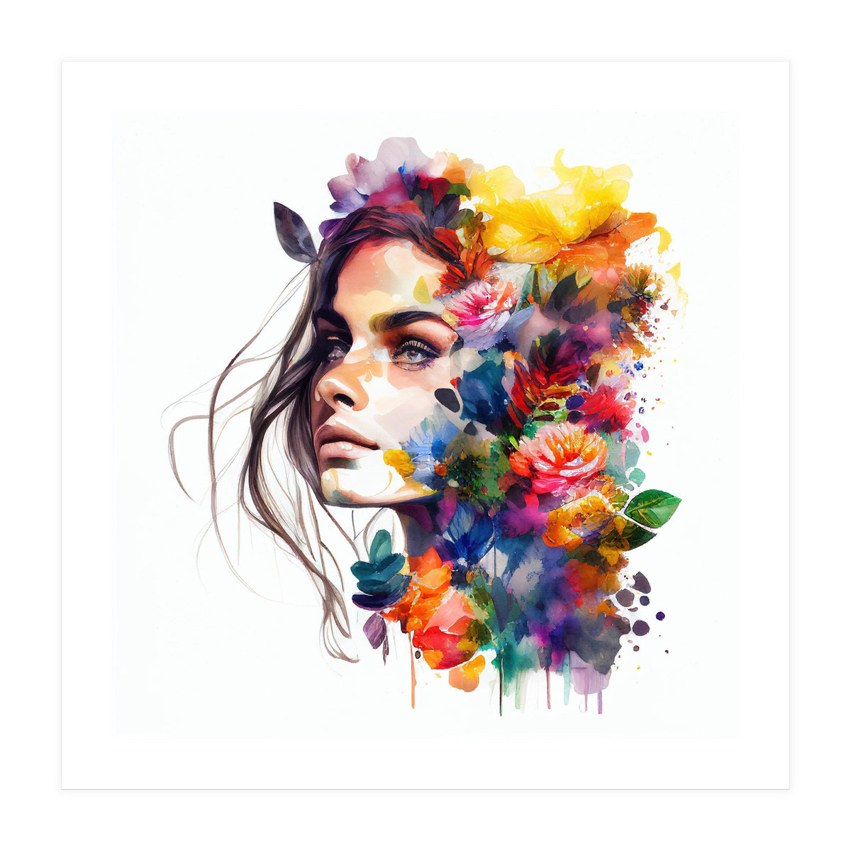 Watercolor Tropical Woman #18 (Print Only)