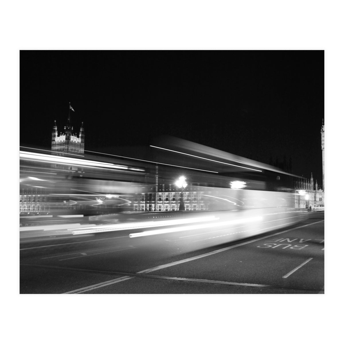 Big Ben At Night - black and white (Print Only)