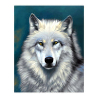 The Wolf, Animal Portrait Painting, Wildlife Forest Jungle Dog, Mystery Eclectic Rustic (Print Only)